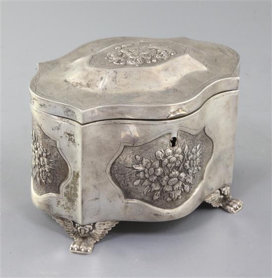 JUDAICA: A mid 19th century Polish 84 zolotnik silver etrog box, 19 oz.